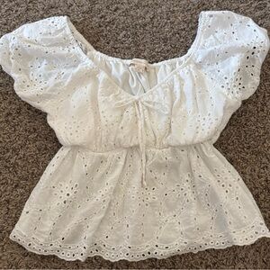 Monteau White Eyelet Blouse